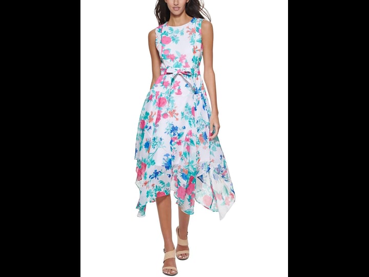 calvin-klein-petites-womens-floral-print-midi-fit-flare-dress-1