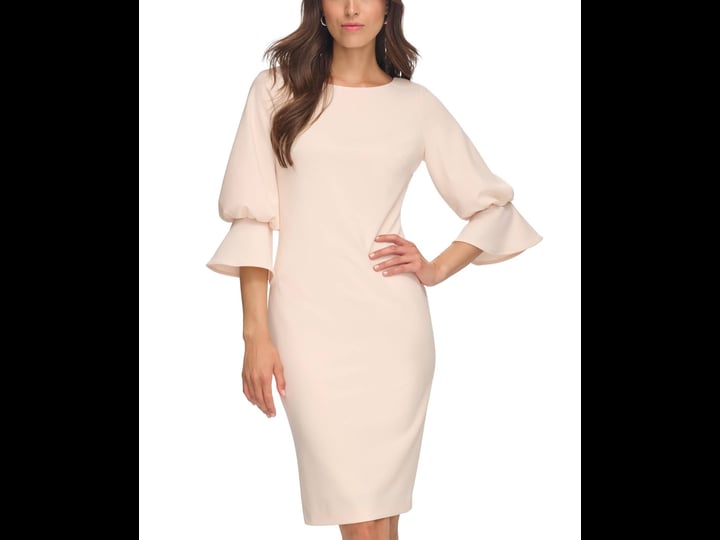 calvin-klein-womens-3-4-sleeve-sheath-dress-blossom-size-13