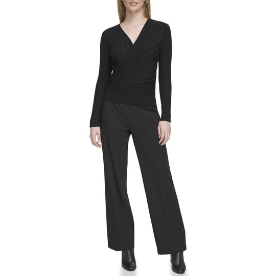 calvin-klein-womens-ribbed-faux-wrap-long-sleeve-top-black-size-s-1