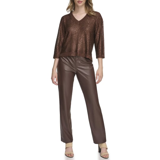 calvin-klein-womens-speckled-semi-sheer-top-coffee-bean-size-s-1