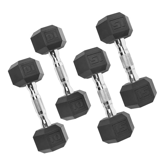 cap-50-lb-rubber-hex-dumbbell-weight-set-includes-2-x-10lb-2-x-15lb-dumbbells-1