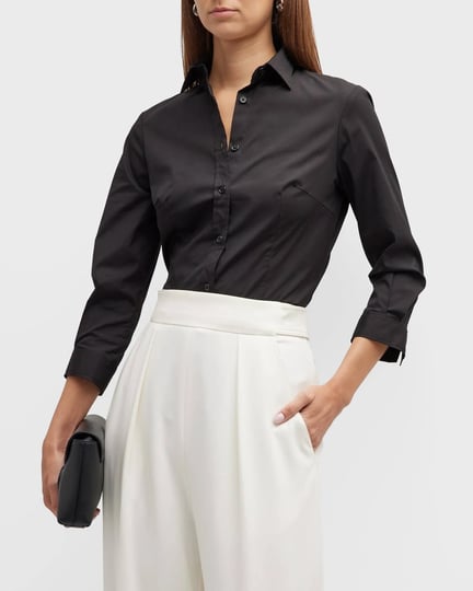 carolina-herrera-classic-cotton-button-front-shirt-black-womens-6-shirts-tops-blouses-button-down-sh-1