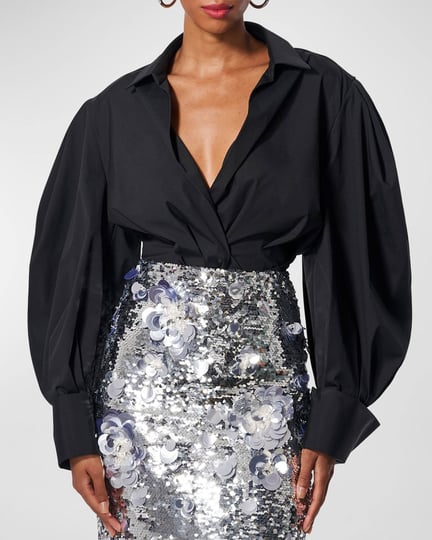 carolina-herrera-collared-puff-sleeve-french-cuff-wrap-top-black-womens-6-shirts-tops-blouses-puff-s-1