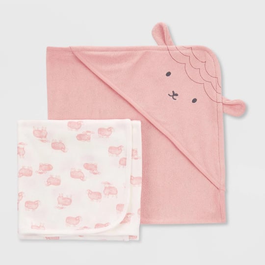 carters-just-one-you-baby-girls-sheep-hooded-bath-towel-pink-1
