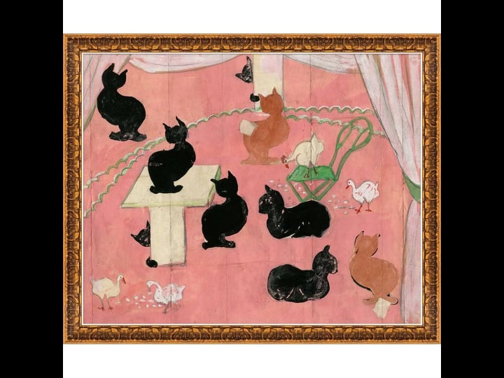 cats-on-pink-background-framed-print-wall-art-soicher-marin-1