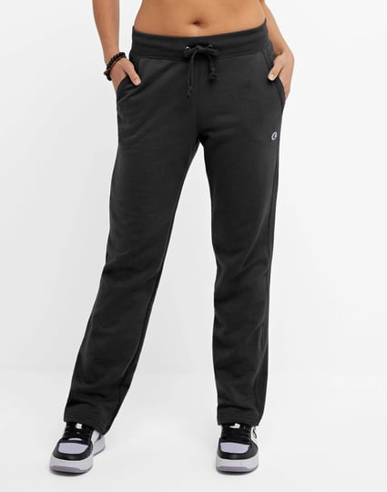 champion-womens-fleece-open-bottom-pants-black-1