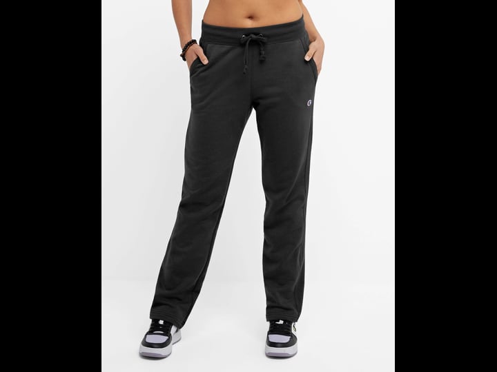 champion-womens-fleece-open-bottom-pants-black-1