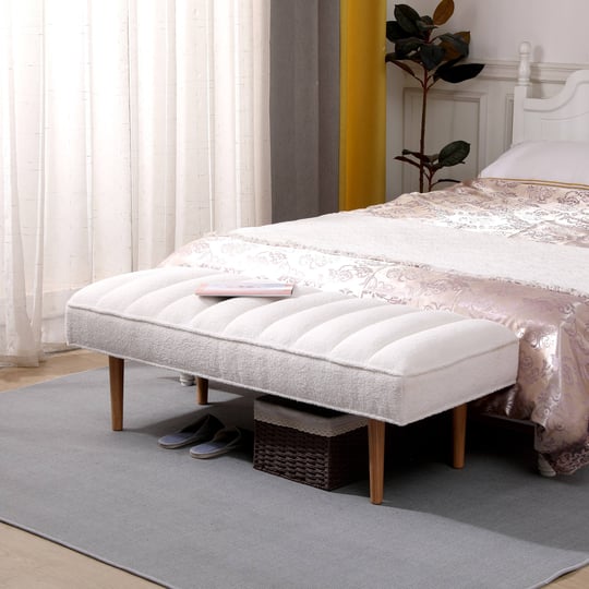 channel-tufted-bench-white-sherpa-upholstered-end-of-bed-benches-with-wooden-legs-white-1