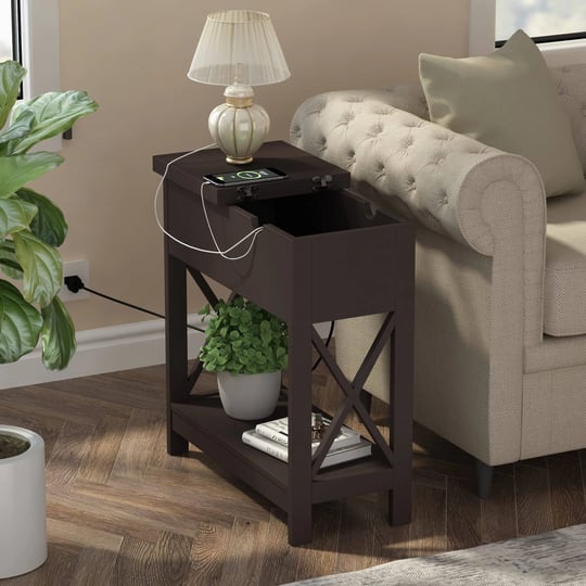 choochoo-end-table-with-charging-station-narrow-flip-top-side-espresso-1