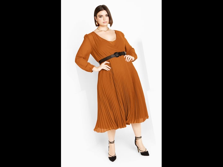 city-chic-plus-size-dress-precious-pleat-in-caramel-size-24-avenue-1