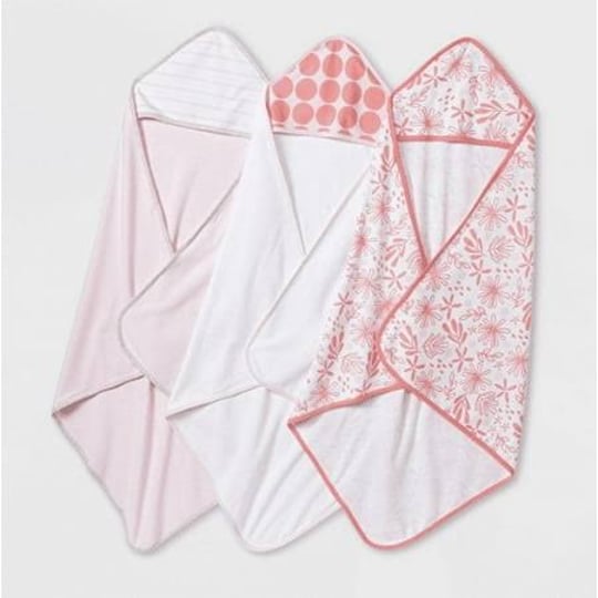 cloud-island-baby-3-pack-lightweight-hooded-towel-set-pink-bloom-sprout-infant-girls-size-one-size-1
