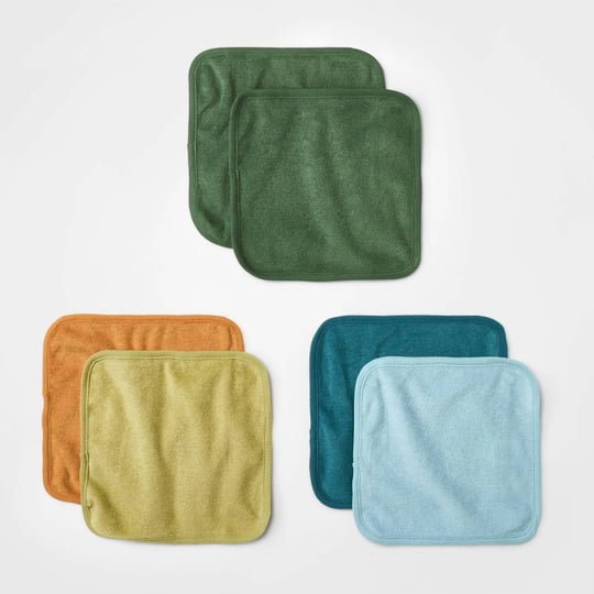 cloud-island-baby-boys-knit-wash-bath-towel-olive-green-6-pack-1