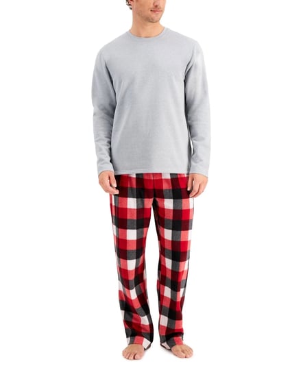 club-room-mens-fleece-shirt-pajama-pants-set-dark-red-small-1