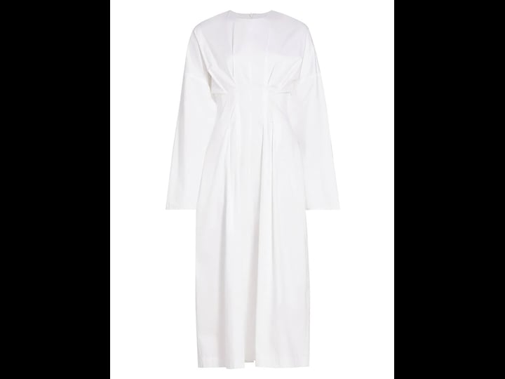 co-womens-long-sleeve-cinched-dress-white-cotton-size-x-large-1