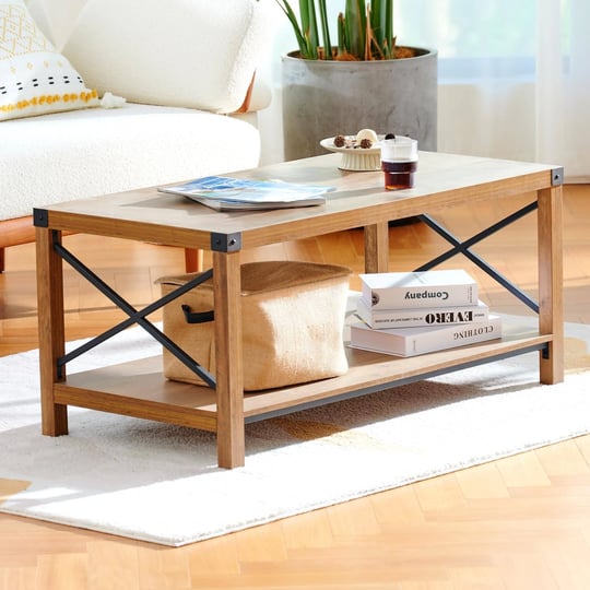 co-z-39in-farmhouse-natural-wood-coffee-table-with-open-lower-shelf-teak-1