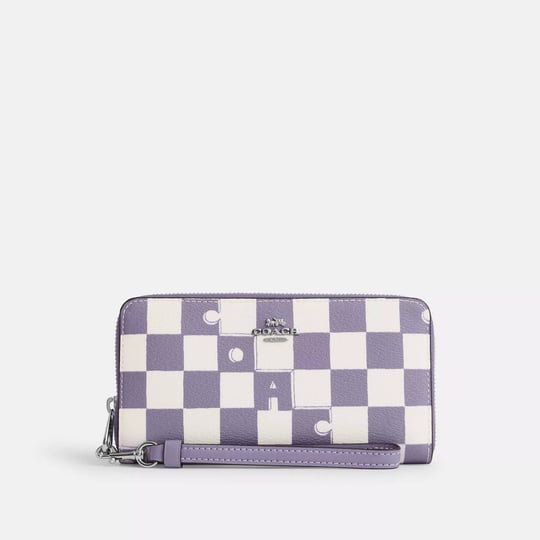 coach-outlet-long-zip-around-wallet-with-checkerboard-print-womens-wristlets-multi-1