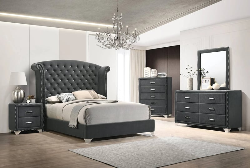 coaster-melody-grey-queen-wingback-upholstered-bed-1