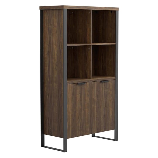 coaster-pattinson-aged-walnut-and-gunmetal-rectangular-bookcase-1