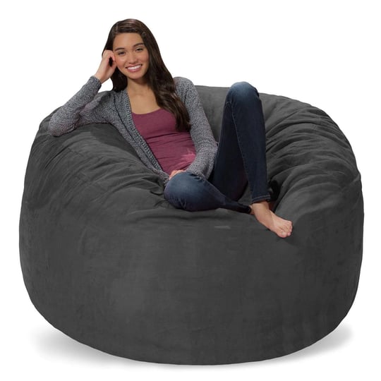 comfy-sacks-5-foot-memory-foam-bean-bag-chair-gray-1