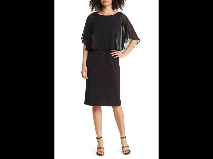 connected-apparel-a-line-cape-midi-dress-in-black-at-nordstrom-size-5