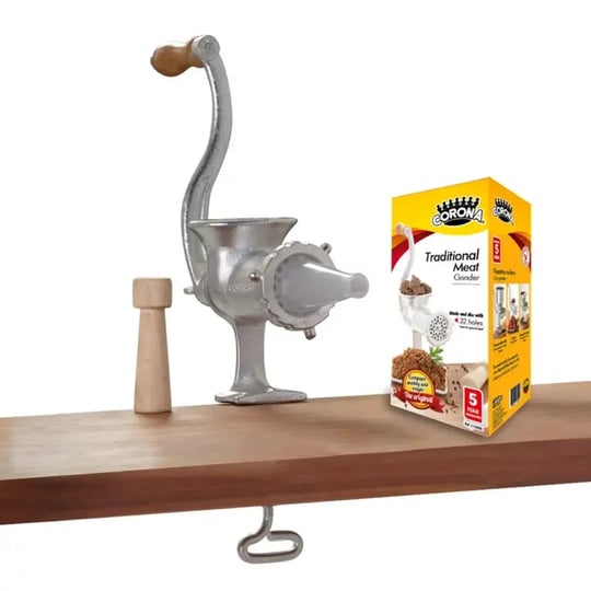 corona-cast-iron-meat-grinder-manual-meat-mill-sausage-stuffer-clamp-easily-on-any-countertop-gray-1