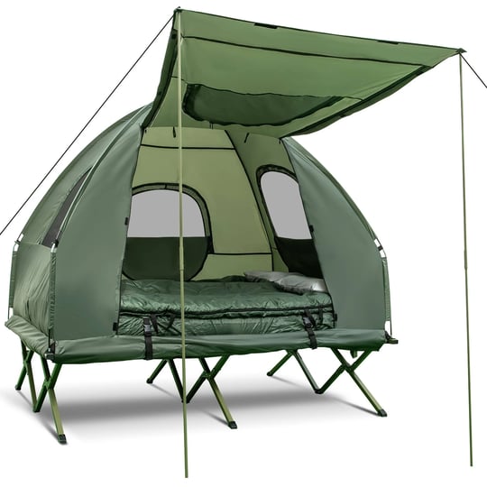 costway-2-person-compact-portable-pop-up-tent-camping-cot-w-air-mattress-sleeping-bag-1