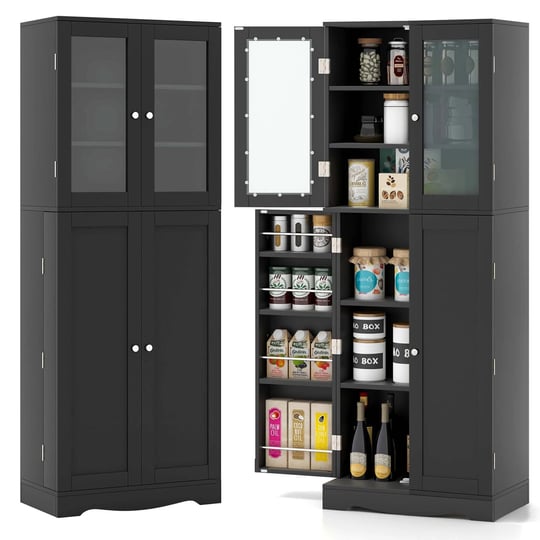 costway-63-5-tall-kitchen-pantry-storage-cabinet-with-glass-door-storage-shelves-black-1