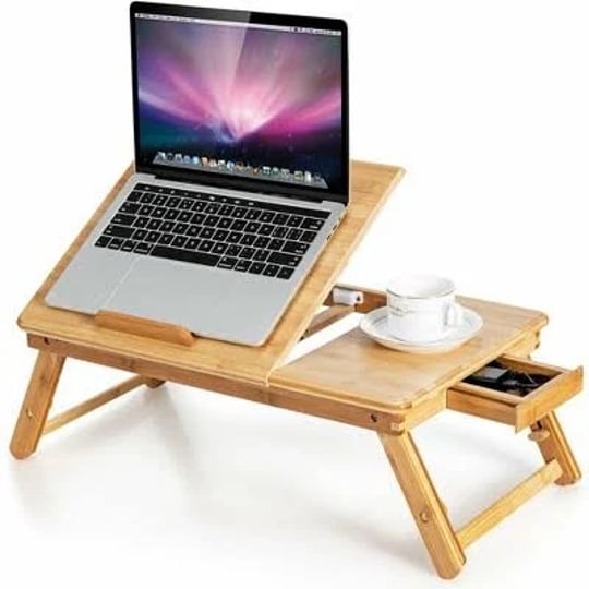 costway-bamboo-laptop-desk-adjustable-folding-bed-tray-w-drawer-heat-dissipation-1
