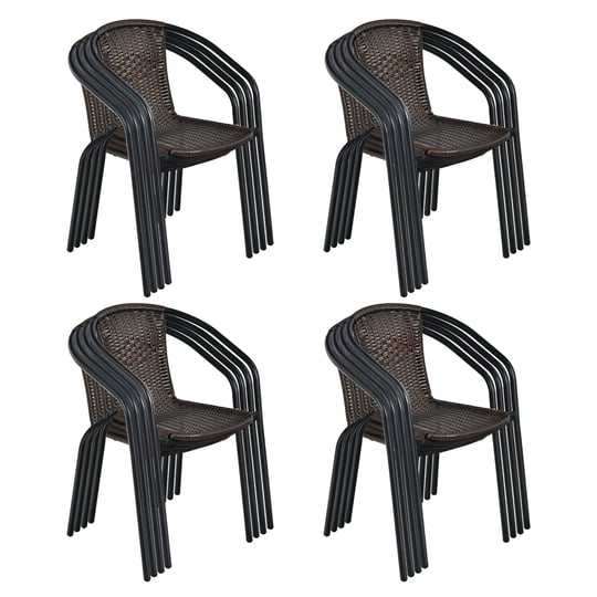 costway-set-of-16-rattan-dining-stack-chair-armrest-indoor-outdoor-brown-1
