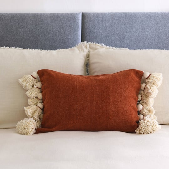 cotton-chenille-lumbar-pillow-with-tassels-rust-1