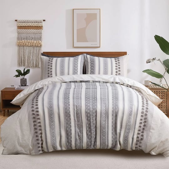 cotton-jacquard-duvet-cover-set-king-size-3-pieces-boho-yarn-dyed-geometric-textured-farmhouse-duvet-1