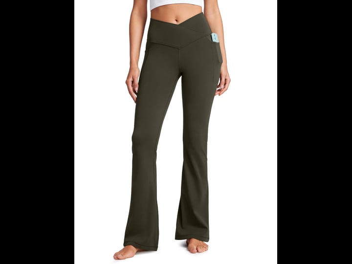 crz-yoga-womens-butterluxe-v-waisted-crossover-pockets-flare-leggings-31-olive-green-xs-1