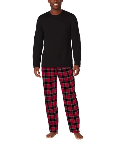 cuddl-duds-mens-cozy-lodge-2-pc-solid-french-terry-sweatshirt-plaid-pajama-pants-set-red-plaid-size--1