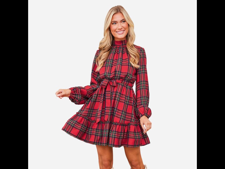 cupshe-stand-collar-belted-frill-dress-red-s-1