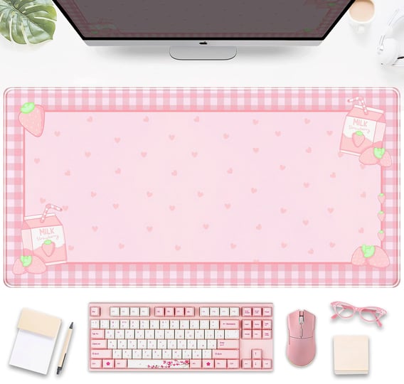 cute-pink-plaid-desk-mats-strawberry-milk-gaming-desk-pad-kawaii-extended-mouse-pad-kawaii-large-key-1