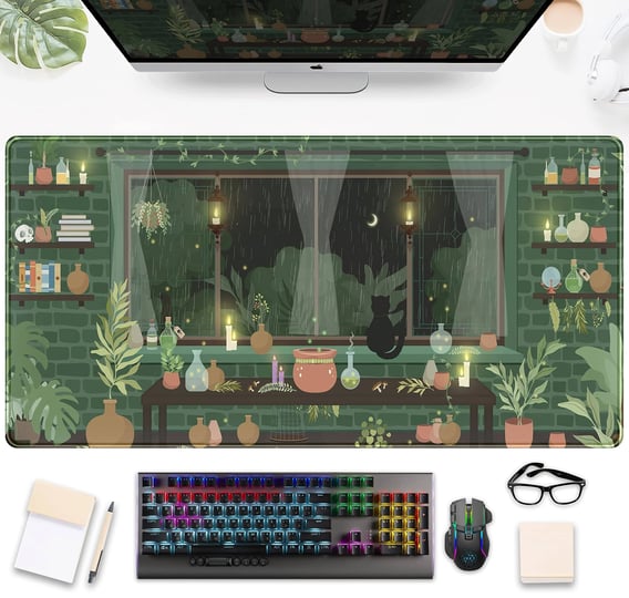 cute-rainy-night-desk-mat-green-plants-desk-pad-anime-black-cat-kawaii-large-gaming-mouse-pad-moonli-1
