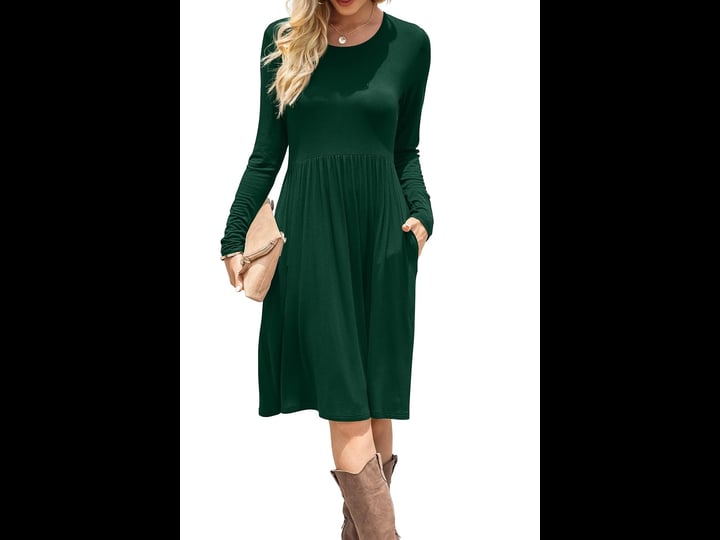db-moon-women-casual-long-sleeve-dresses-knee-length-loose-dark-green-dress-with-pockets-xl-1