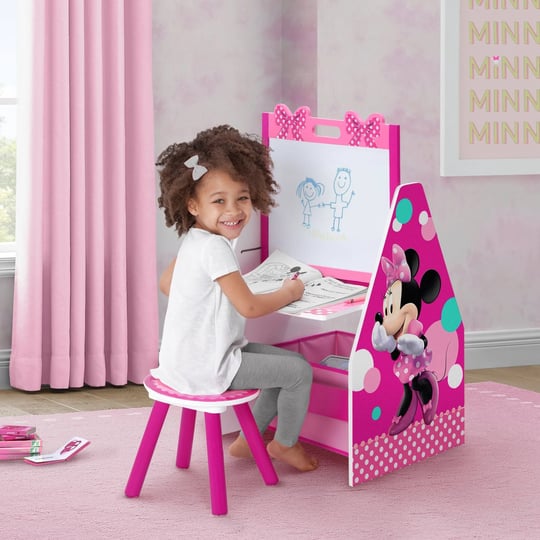 delta-children-deluxe-kids-art-easel-desk-stool-toy-table-organizer-disney-minnie-mouse-1