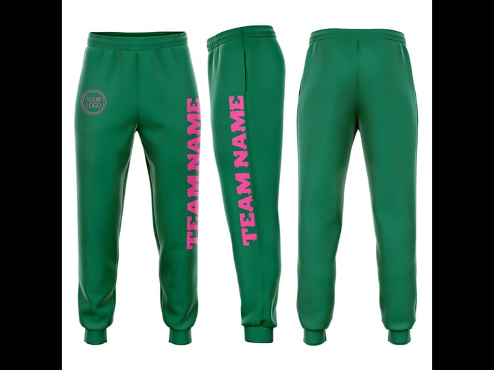 diyoj-custom-kelly-green-pink-fleece-jogger-sweatpants-1