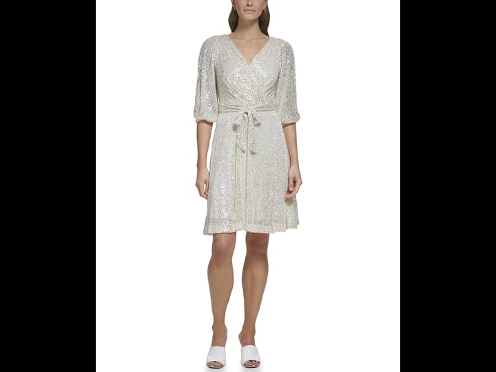 dkny-long-sleeve-sequin-faux-wrap-dress-silver-size-13