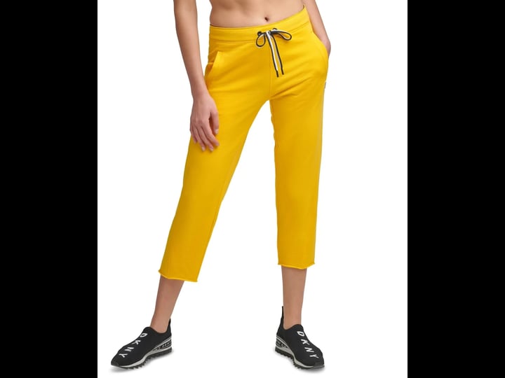 dkny-womens-drawstring-waist-sweatpants-womens-size-xs-yellow-1