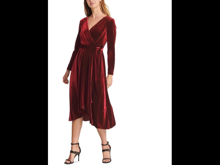 dkny-womens-velvet-midi-wrap-dress-red-11