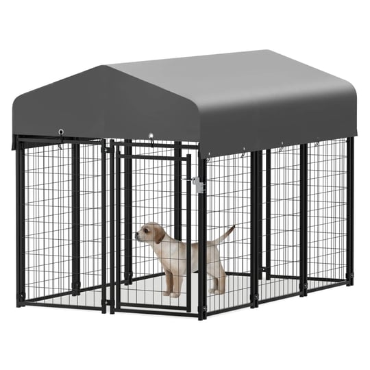 dog-crate-kennel-outdoor-large-pet-fence-animal-playpen-with-roof-waterproof-cover-monibloom-1