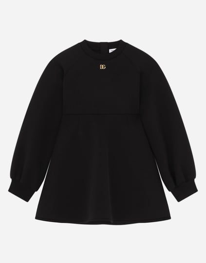 dolce-gabbana-womens-technical-jersey-midi-dress-with-metal-dg-logo-black-dresses-1