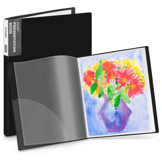 dunwell-11x14-binder-with-sleeves-black-24-pockets-display-48-pages-large-folder-with-plastic-sleeve-1