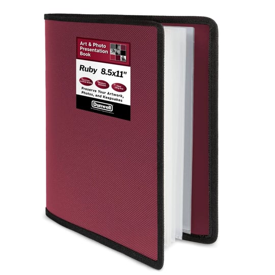 dunwell-portfolio-folder-for-artwork-ruby-8-5-x-11-binder-folder-with-plastic-sleeves-24-pockets-for-1
