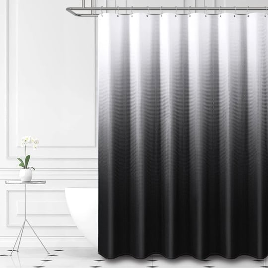 dynamene-black-fabric-shower-curtain-ombre-waffle-weave-heavy-duty-shower-curtains-for-bathroom-wate-1