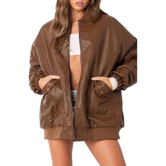 edikted-oversize-faux-leather-bomber-brown-1