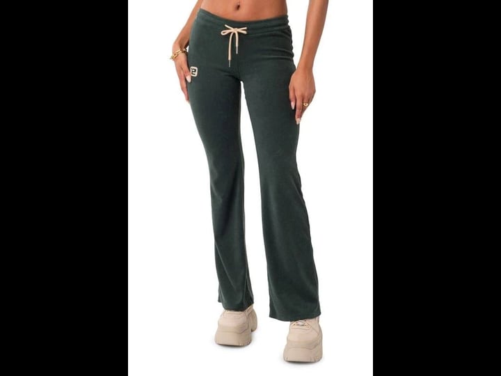 edikted-terry-low-rise-flare-leg-pants-in-green-1