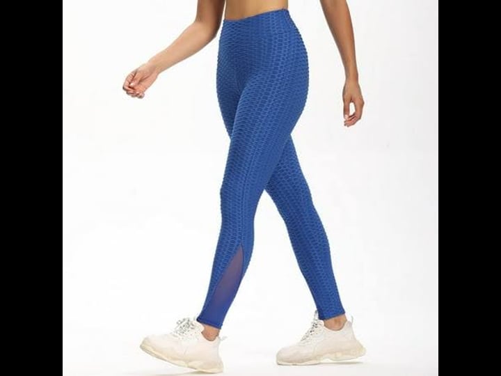 ediodpoh-womens-mesh-panel-breathable-lifting-exercise-bubble-yoga-pants-yoga-pants-blue-m-size-medi-1